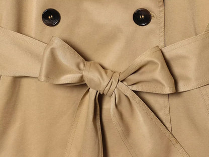 Women's Casual Double-Breasted Trench Coat in Maillard Color