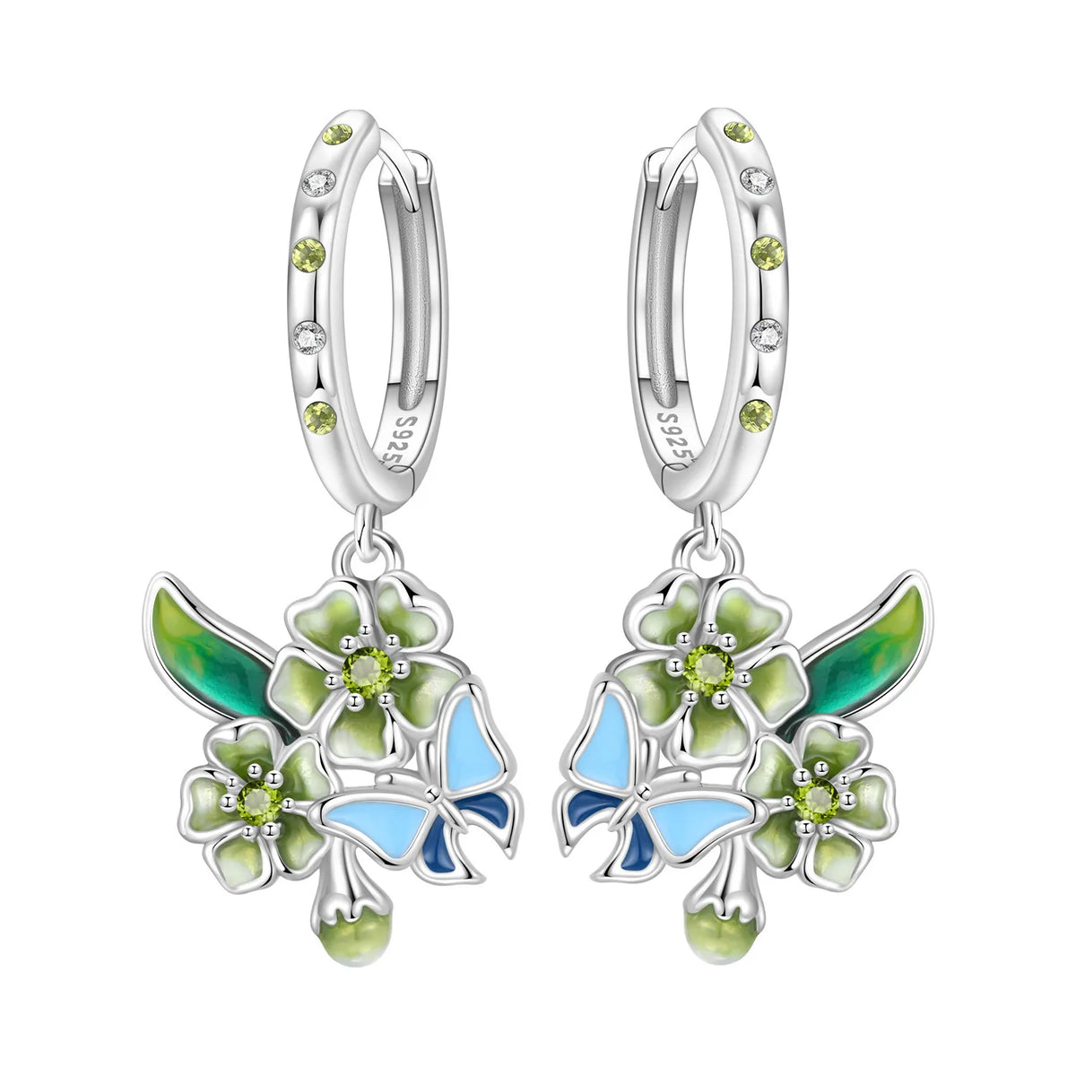 S925 Sterling Silver Iris Flower Hoop Earrings for Women