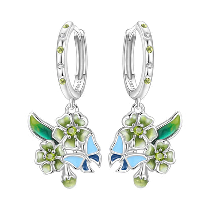 S925 Sterling Silver Iris Flower Hoop Earrings for Women