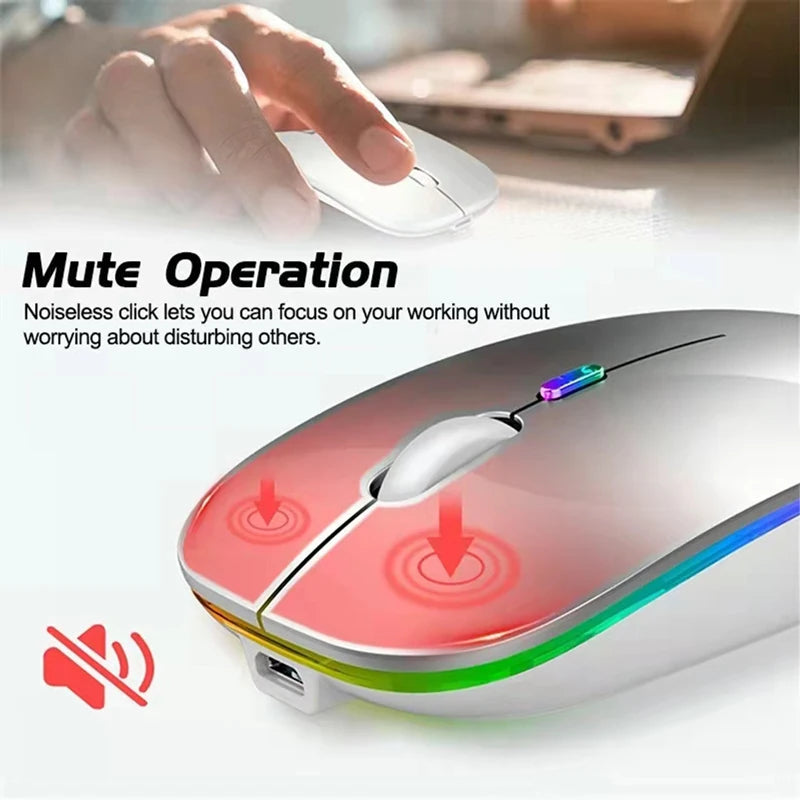 LED Wireless Mouse USB Rechargeable Bluetooth RGB
