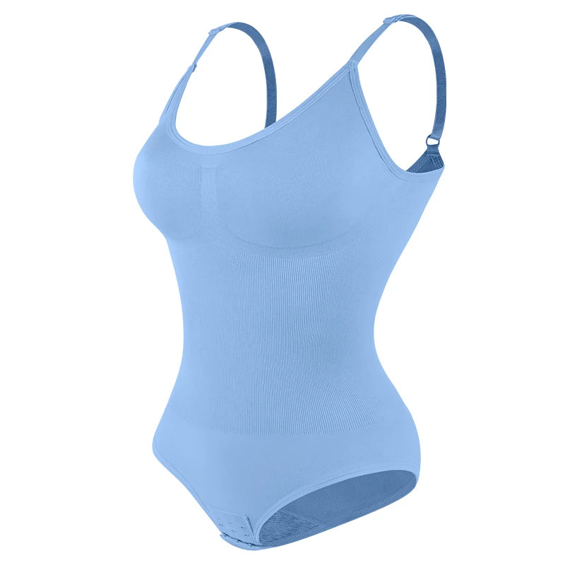 Women Seamless V-Neck Bodysuit Shapewear Red Blue