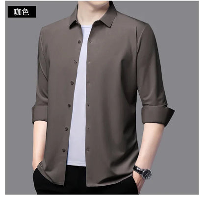Men's Ultra-Stretch Slim-Fit Long Sleeve Shirt