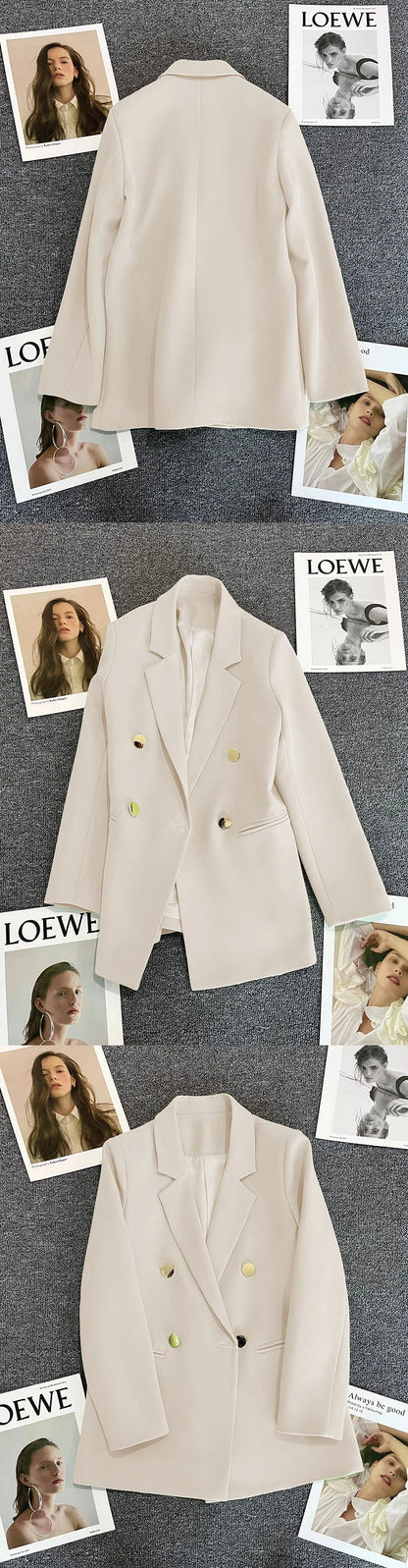 Candy Color Slim Blazer with Notched Collar and Metal Buttons