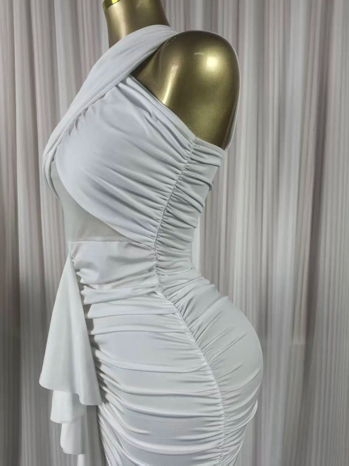 Women Halter Neck Midi Bodycon Dress with Tassels