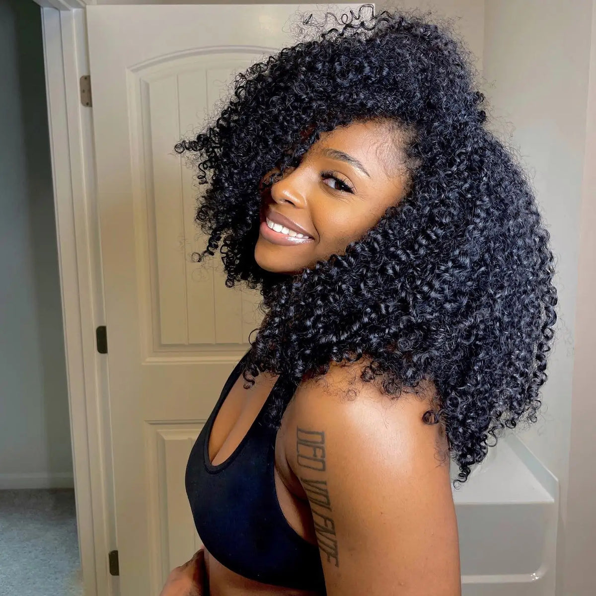 12A Curly Crochet Human Hair Extensions Deep Pixie Curls