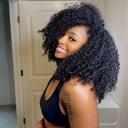 12A Curly Crochet Human Hair Extensions Deep Pixie Curls