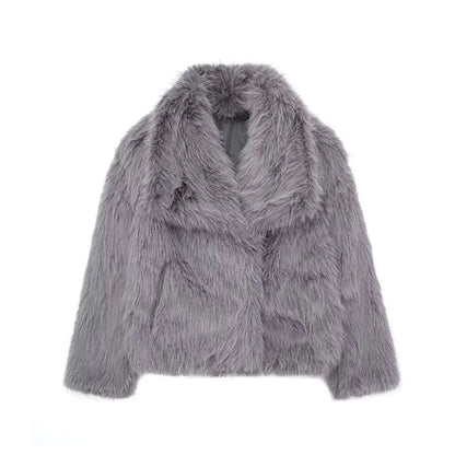 Cropped Faux Fur Jacket Coat for Women