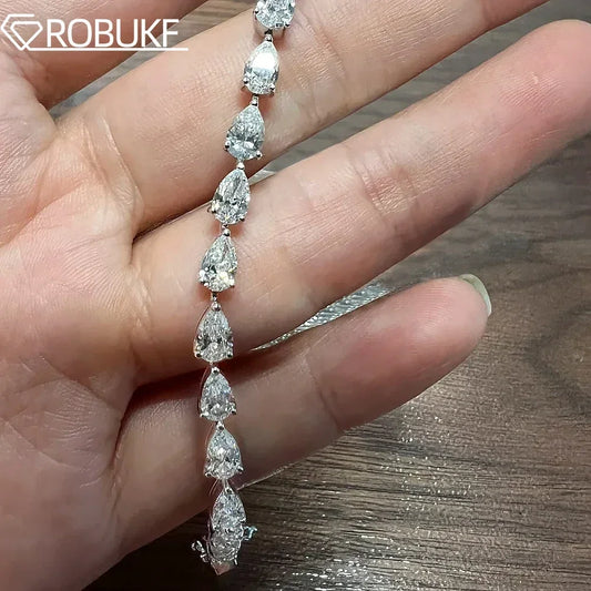 3x5mm Pear Cut Moissanite Tennis Bracelet for Women