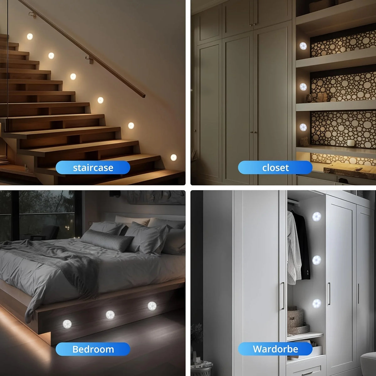 3pcs Motion Sensor Night Lights Warm White Cold White