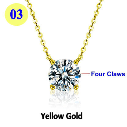 Moissanite Pendant Necklace 18K Gold Plated Women