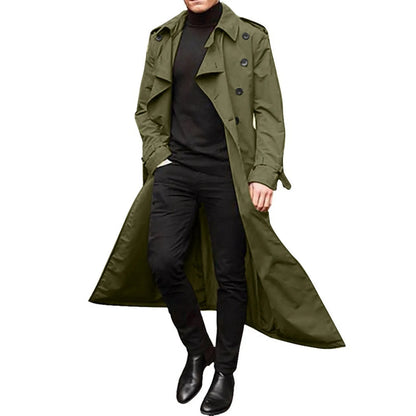 Men's Long Sleeve Extra Long Trench Coat