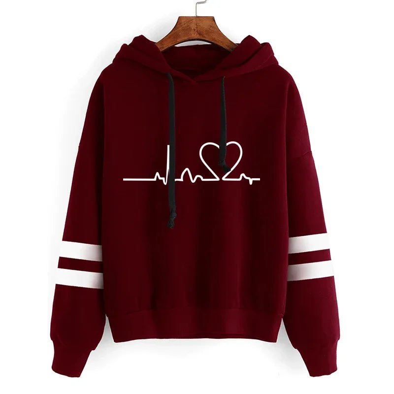 Womens Casual Stripe Hoodie and Sweatpants Set