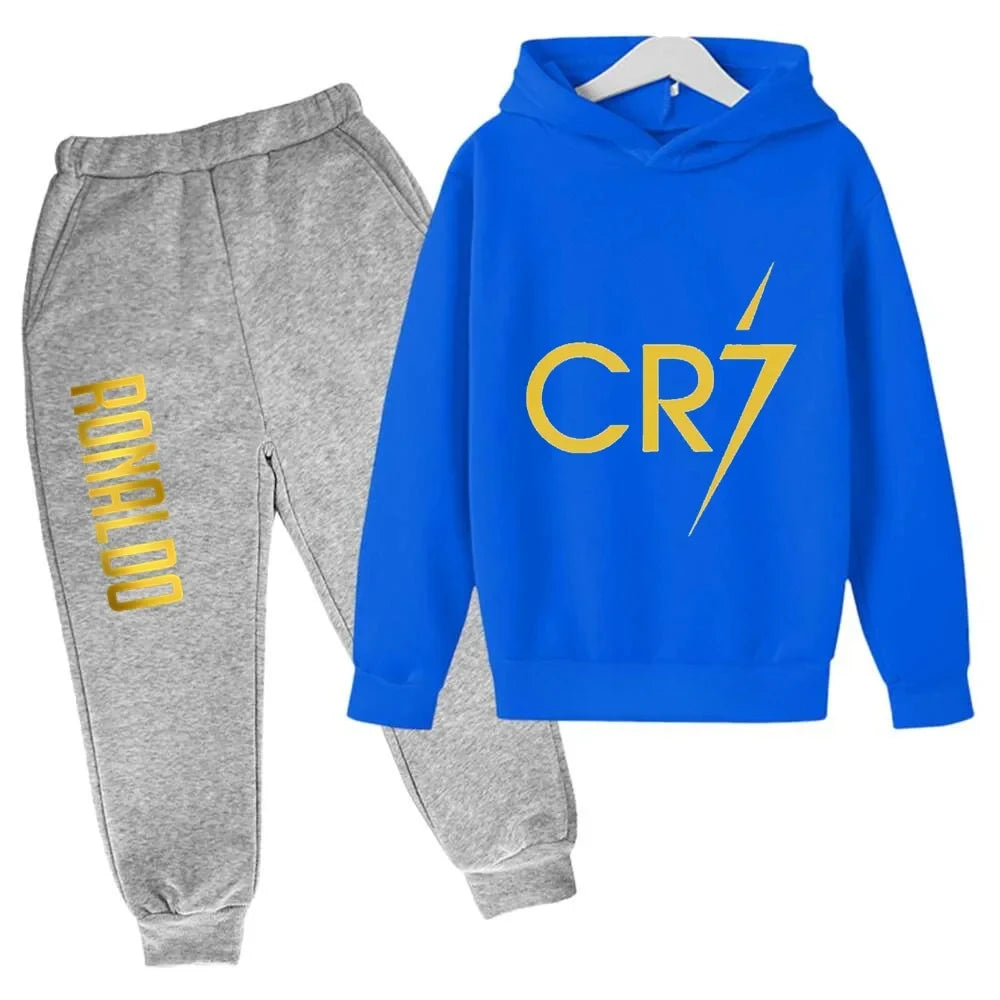 Ronaldo CR7 Print Hoodie and Pants Set for Children