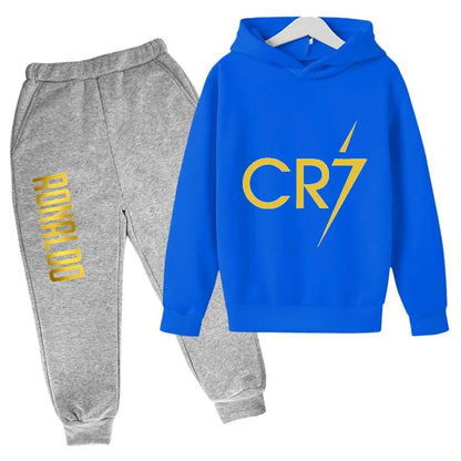 Ronaldo CR7 Print Hoodie and Pants Set for Children