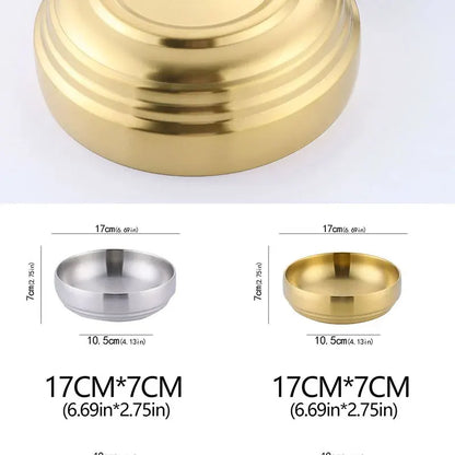 304 Stainless Steel Double Layer Noodle Bowl Gold Silver