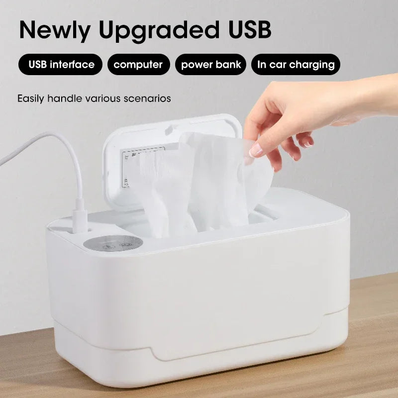Baby Wipe Warmer with LED Display Portable USB Charge