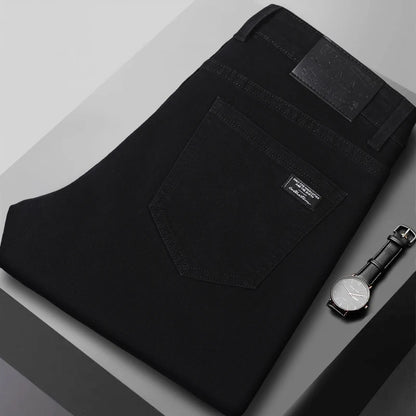 Men's Slim Denim Jeans Casual Elastic Trousers Black Gray