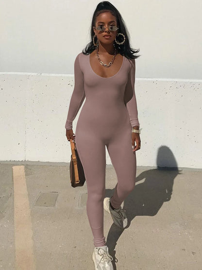 Dulzura Women Long Sleeve Bodycon Jumpsuit Overall