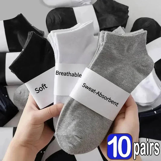 Unisex Ankle Socks Cotton Breathable Sports Black White Gray