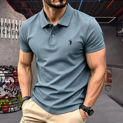 Men's Short Sleeve Polo Shirt Cotton Embroidery Casual