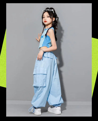 Girls Loose Cargo Pants with Belt for Daily Wear