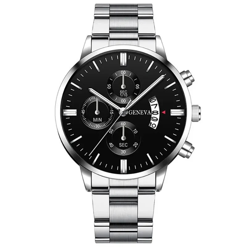 Men's Stainless Steel Quartz Calendar Watch