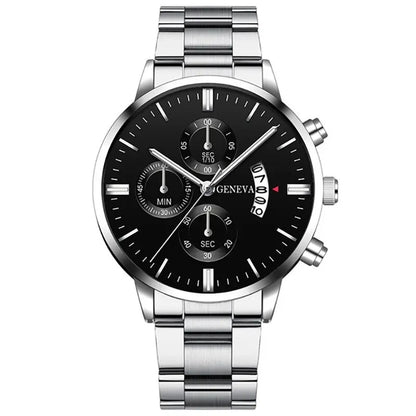 Men's Stainless Steel Quartz Calendar Watch