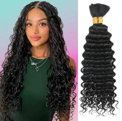 Human Hair Deep Wave Bulk Extensions 110g for Braids