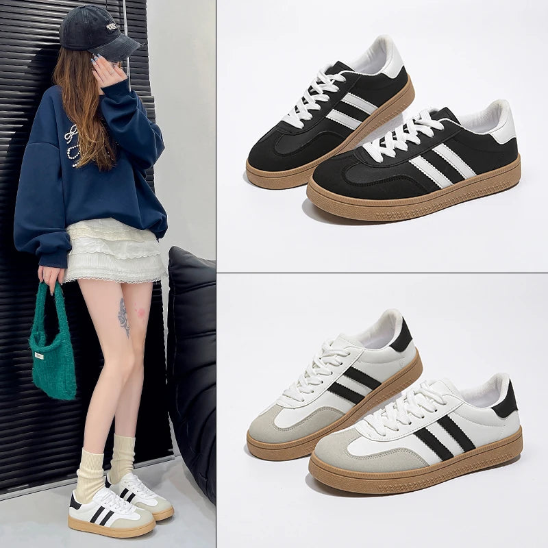 Women Lace-Up Casual Sneakers Breathable Tennis Shoes