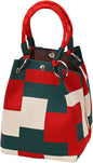 Mini Knitted Bucket Bag Women Colorblock Wristlet Purse
