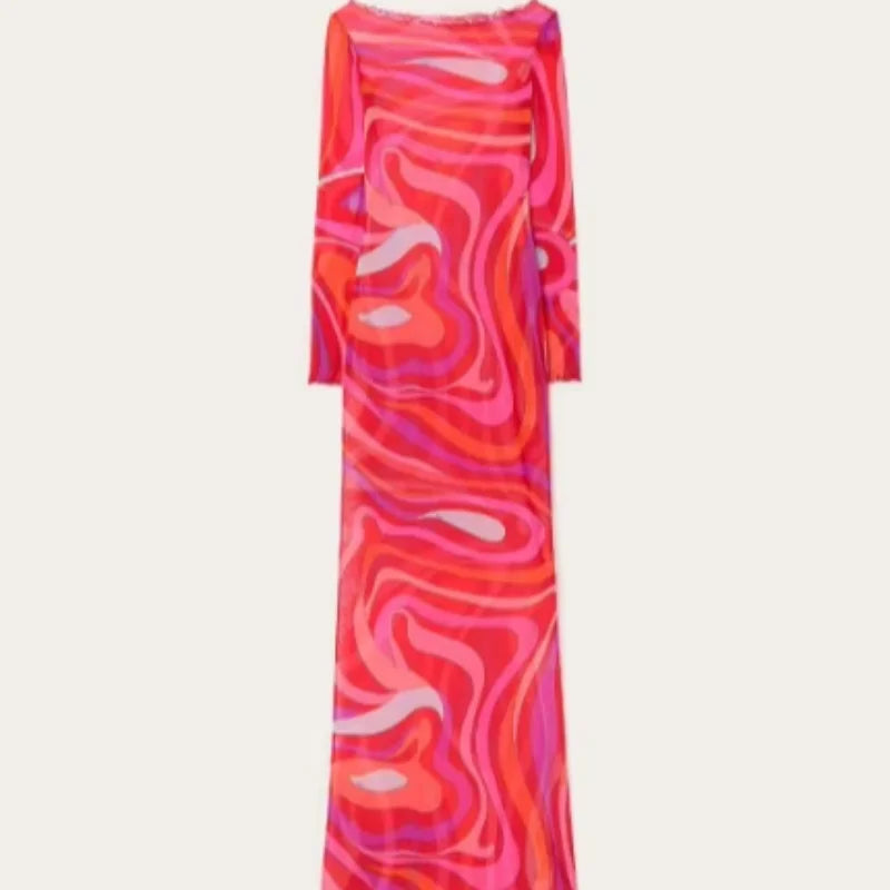 Sheer Mesh Bodycon Maxi Dress for Women