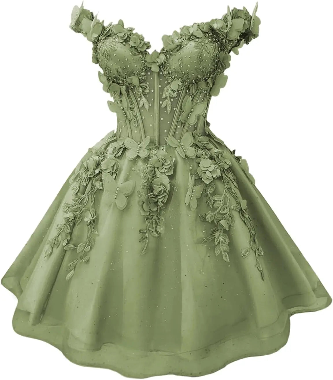 Butterfly Short Off Shoulder Prom Dress for Teens