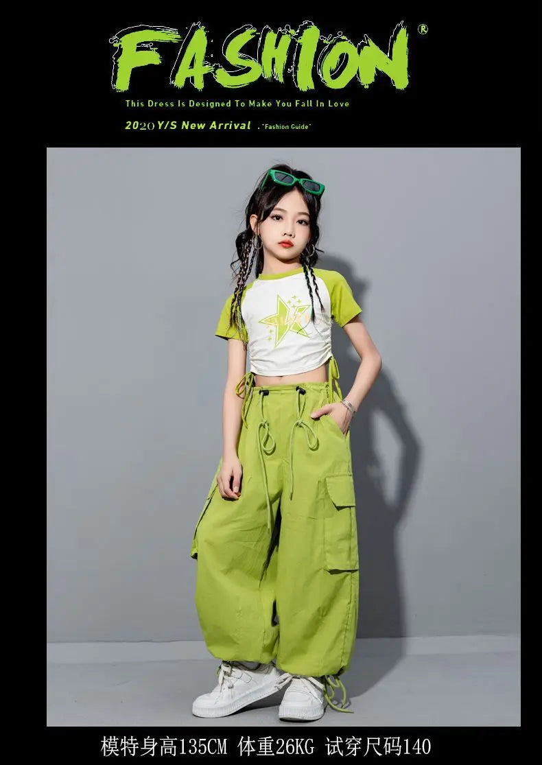 Girls Loose Cargo Pants with Belt for Daily Wear