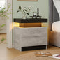 Cubehom White LED Nightstand with 2 Drawers