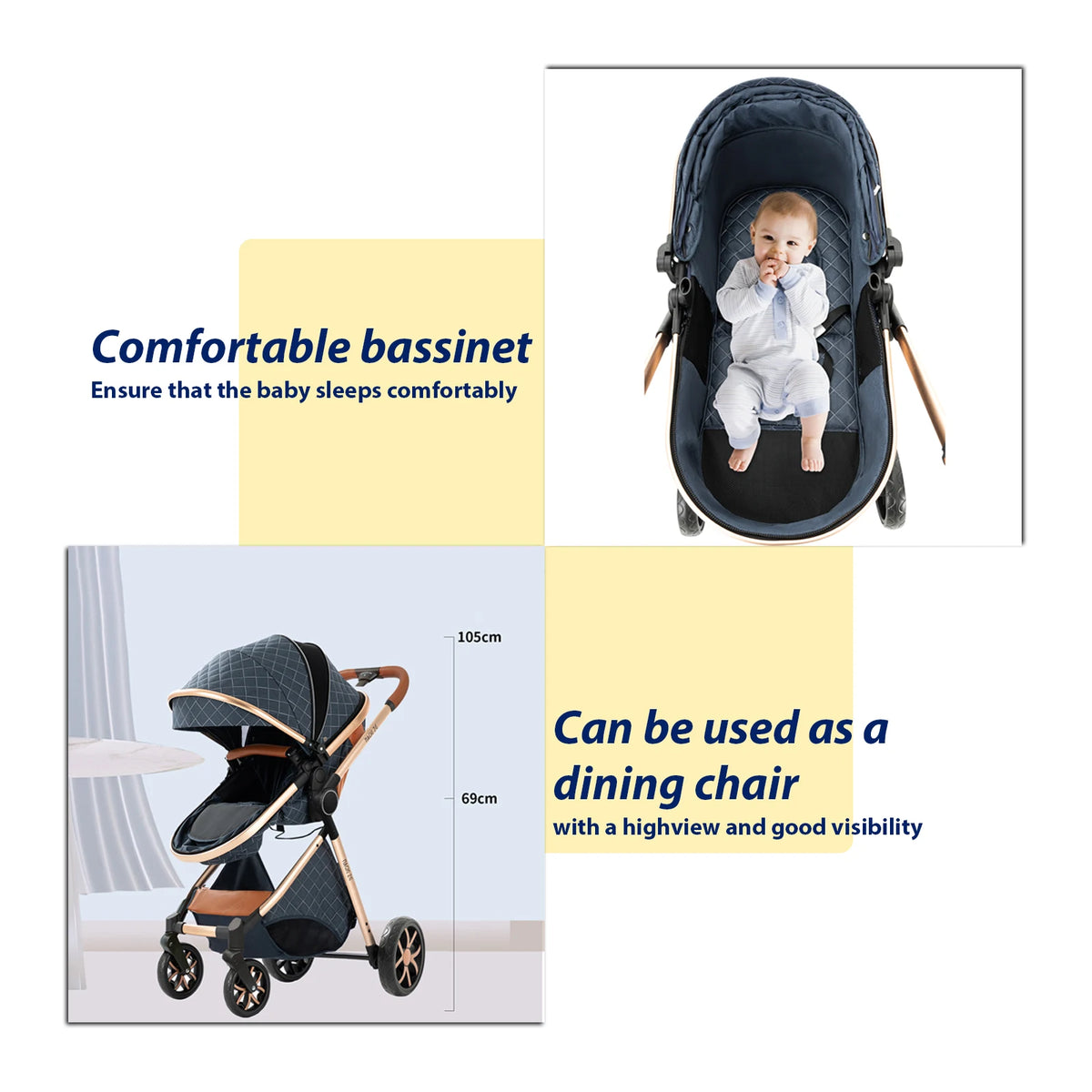 Lightweight 3 in 1 Baby Stroller Travel System