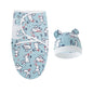 Cartoon Printed Cotton Baby Blanket Hat Set