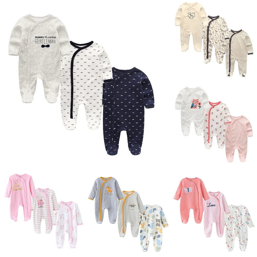 Kiddiezoom Unisex Cartoon Long Sleeve Romper 100% Cotton