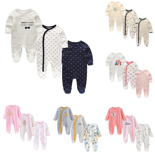 Kiddiezoom Unisex Cartoon Long Sleeve Romper 100% Cotton