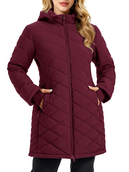 TACVASEN Womens Long Quilted Puffer Jacket Army Green