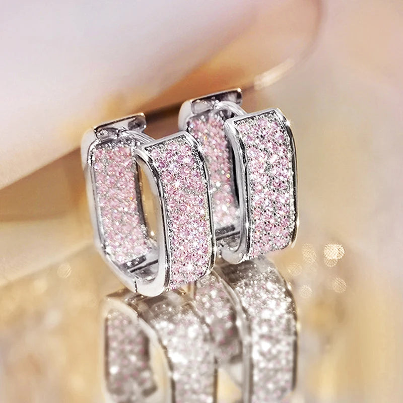 Huitan CZ Hoop Earrings for Women in Silver and Gold