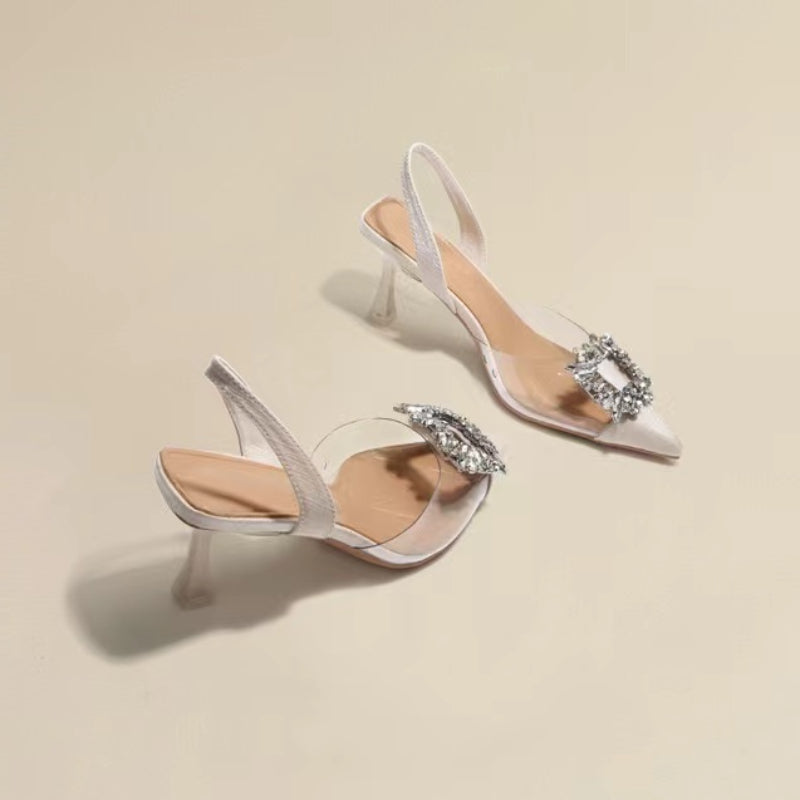 Crystal Transparent Pointed Toe High Heels for Women