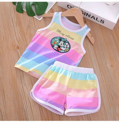 Cartoon Printed Vest and Shorts Set for Kids