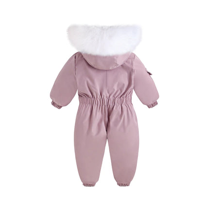 Winter Baby Ski Suit Plus Velvet Jumpsuit Waterproof