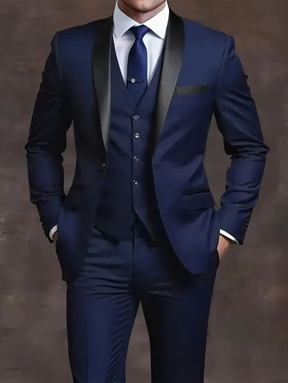 Slim Fit Black Tuxedo Suit Set for Men