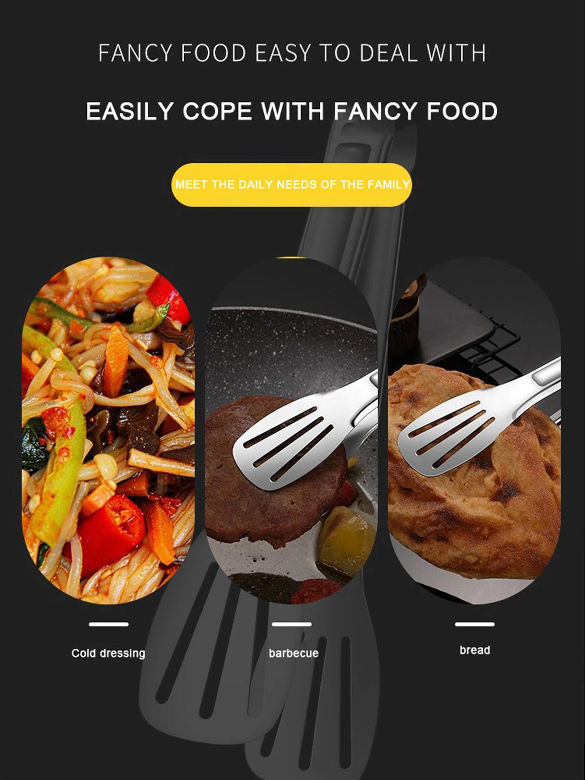 Stainless Steel BBQ Tongs for Cooking and Serving