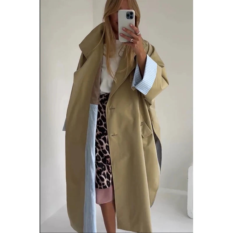 Women's Windproof Trench Coat Loose Fit Overcoat