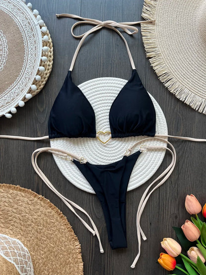 RUOTONSEPT Solid Color Bikini Set Women's Swimwear
