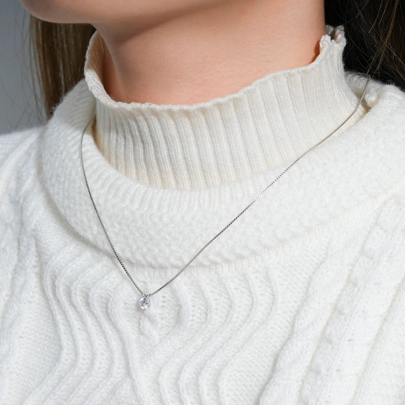 Moissanite Pendant Necklace 925 Sterling Silver Women