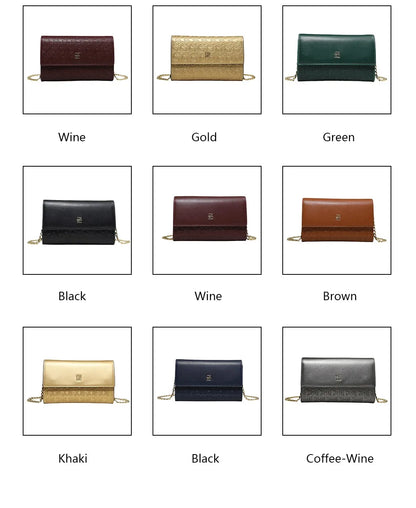CH Women PU Leather Crossbody Bag with Metal Chain