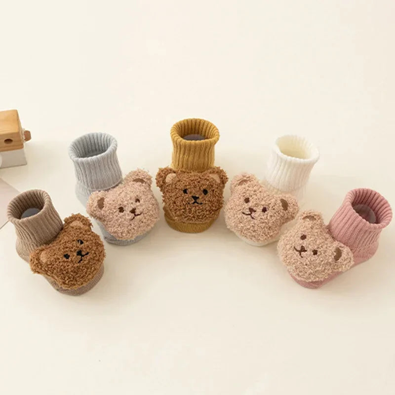 Cute Cartoon Bear Baby Socks Cotton Anti Slip Warm